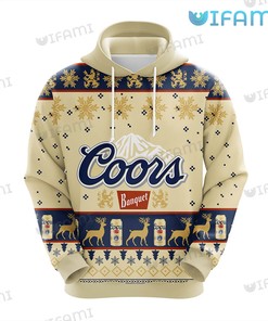 Christmas Reindeer Snowflakes All Over Print Hoodie 3D Coors Beer Lovers Gift