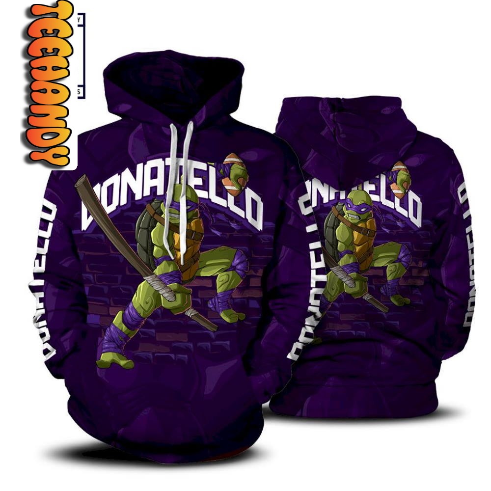 Classic Donatello Ninja Turtle All Over Print 3D Hoodie