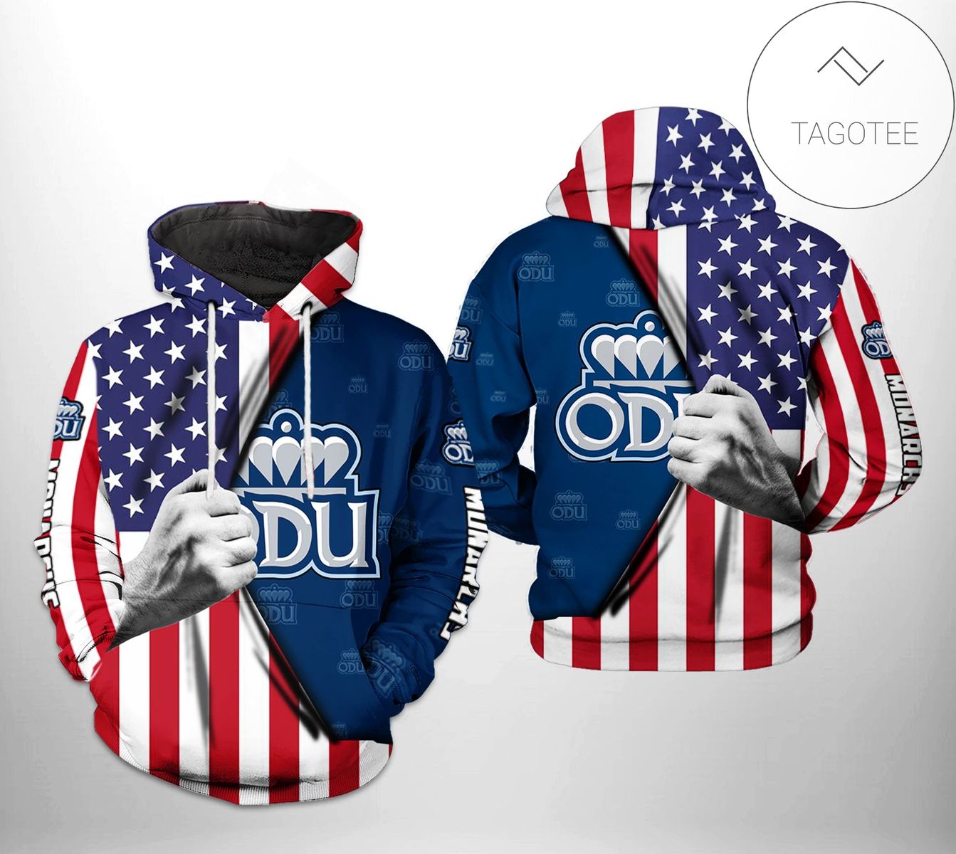 College Apparel: Old Dominion Monarchs Ncaa Us Flag 3D Printed Hoodie