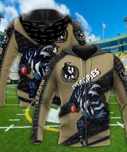 Collingwood Football Club All Over Print Hoodie Available In Zip Up Or Pullover