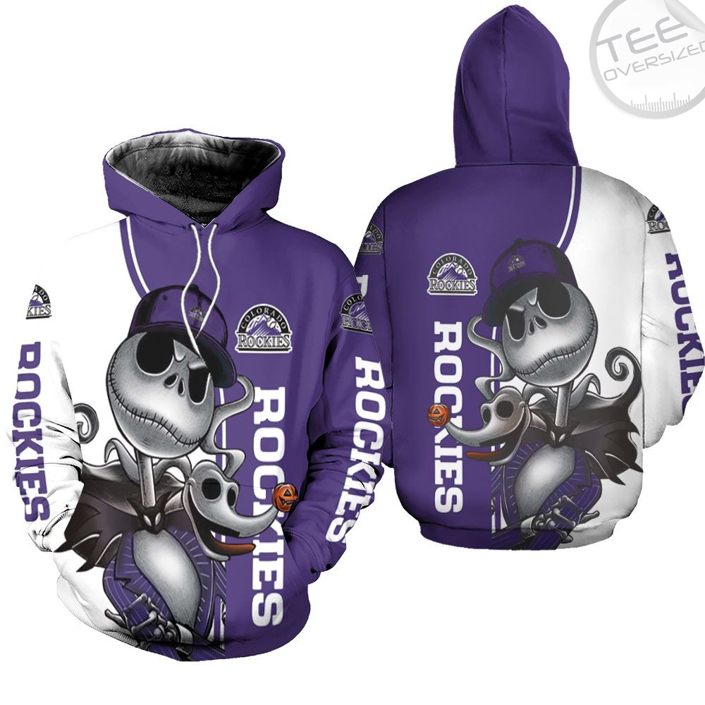 Colorado Rockies Jack Skellington And Zero 3D Hoodie - Perfect For Halloween