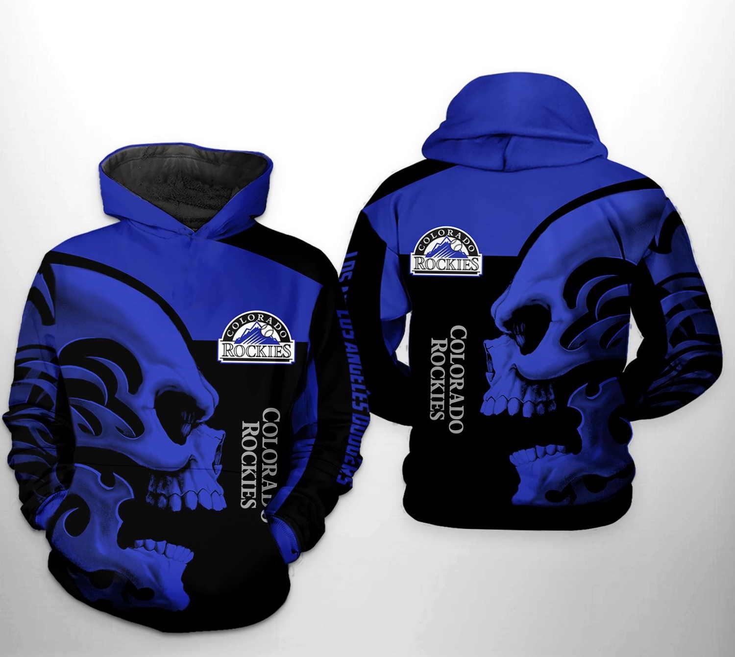 Colorado Rockies Mlb Skull 3D Hoodie Zipper Hoodie - Perfect For Fans