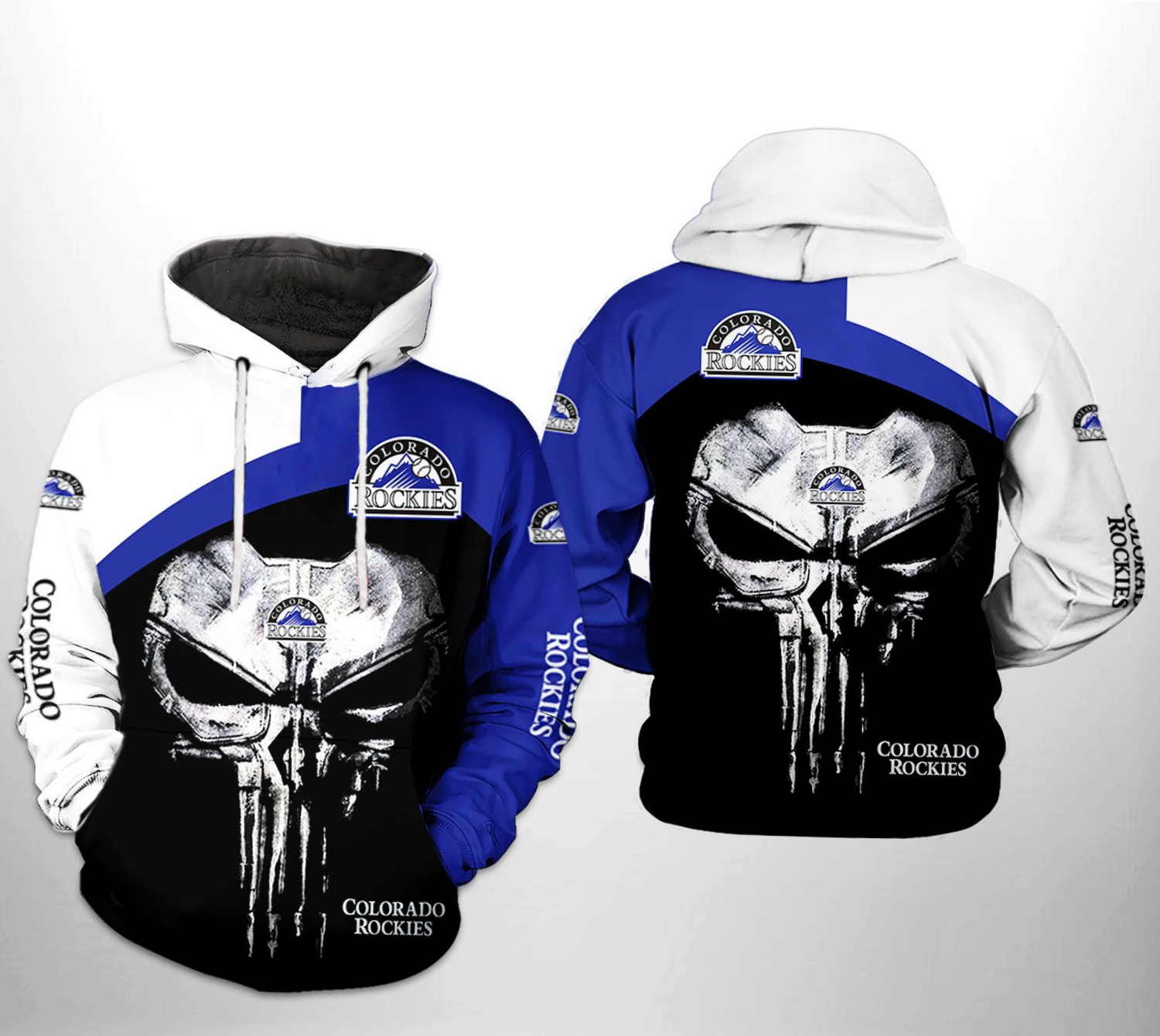 Colorado Rockies Mlb Skull Punisher 3D Hoodie Zipper Hoodie - Perfect For Fans