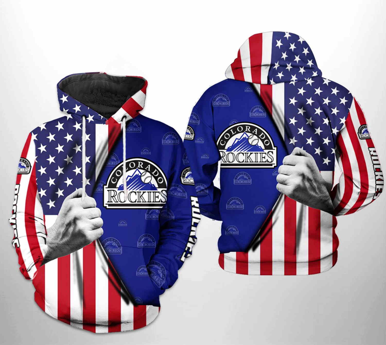 Colorado Rockies Mlb Us Flag 3D Hoodie Zipper Hoodie - Perfect For Fans