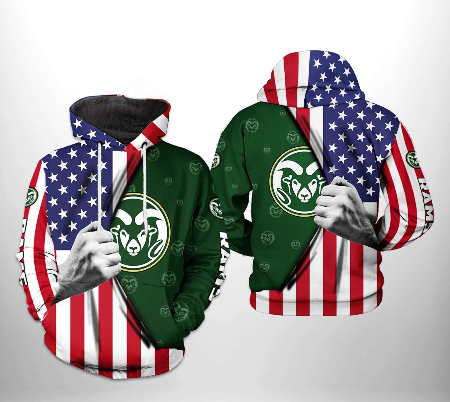Colorado State Rams Ncaa Us Flag 3D All Over Print Zip-Up Hoodie - Perfect For Fans