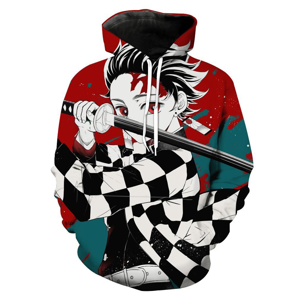 Colorful Tanjiro Kamado Demon Slayer All Over Print Hoodie 3D