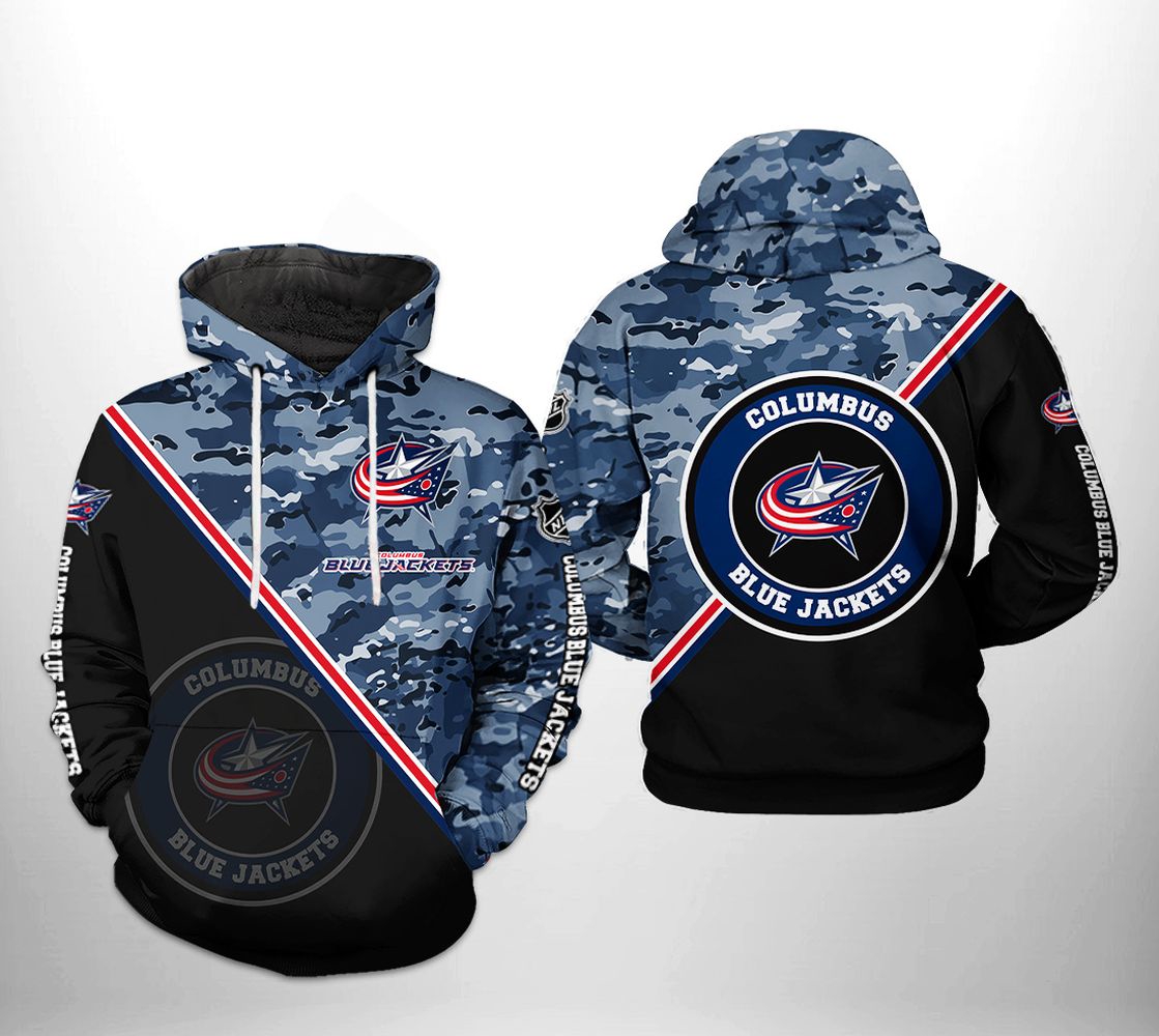 Columbus Blue Jackets Camo 3D All Over Print Hoodie - Personalized Zip Hoodie Present