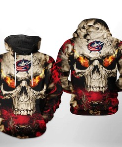 Columbus Blue Jackets Skull 3D All Over Print Zip Up Hoodie - Personalized Option