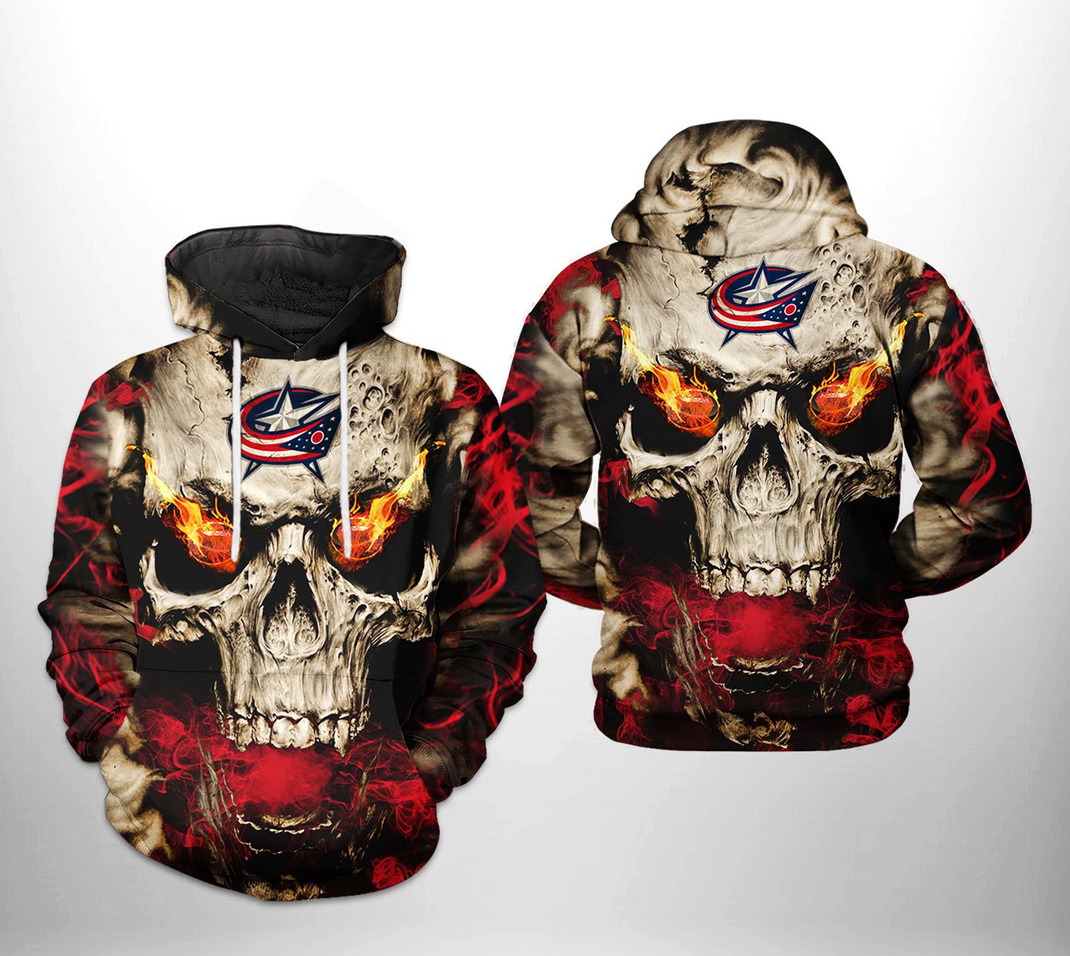 Columbus Blue Jackets Skull 3D All Over Print Zip Up Hoodie - Personalized Option
