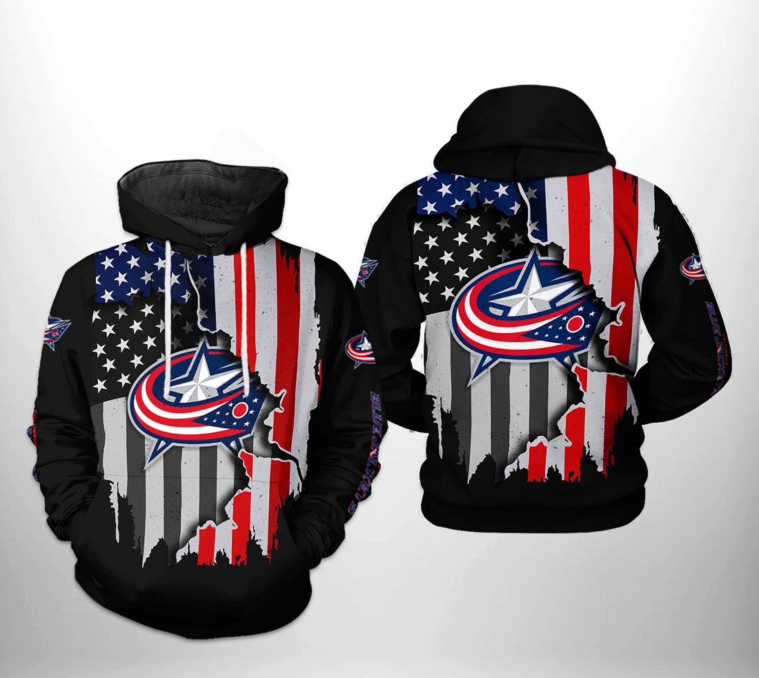 Columbus Blue Jackets Us Flag Team 3D All Over Print Zip Up Hoodie - Personalized Option