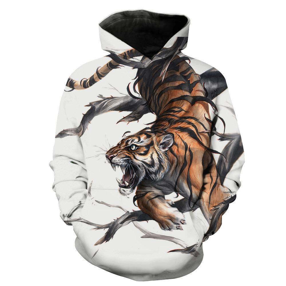 Cool Tiger Printed Animal All Over Print Hoodie Men 3D
