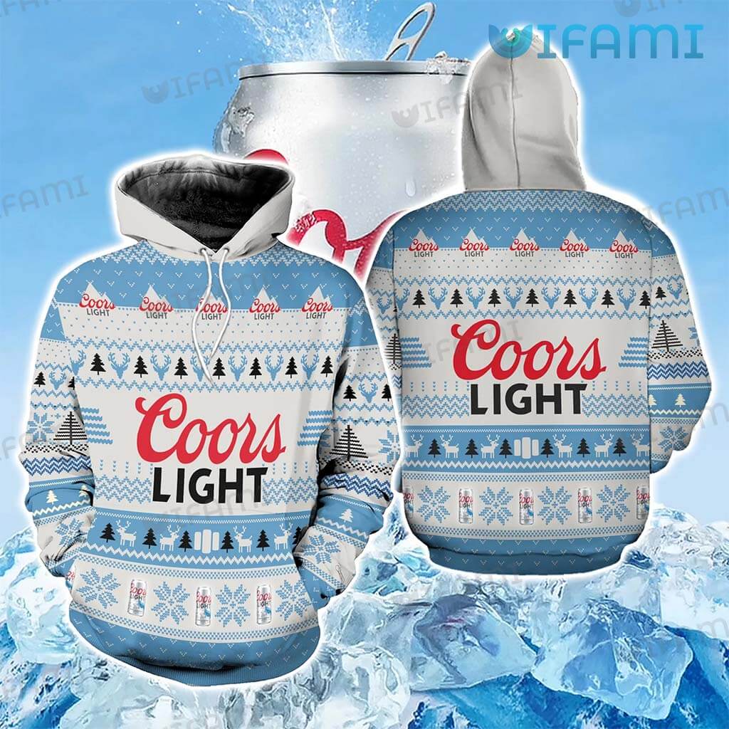 Coors Light 3D Reindeer Pattern All Over Print Hoodie For Beer Lovers