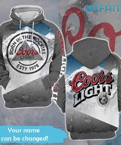 Coors Light 3D Water Effect Custom Name All Over Print Hoodie For Beer Lovers