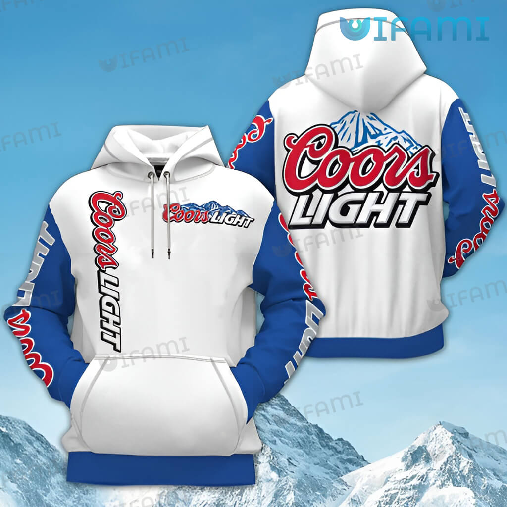 Coors Light 3D White Blue All Over Print Hoodie For Beer Lovers
