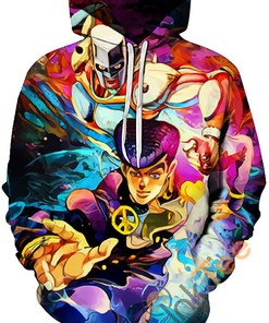 Cosplay Jojo'S Bizarre Adventure All Over Print 3D Hoodie With Front Pocket (4