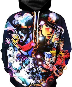 Cosplay Jojo'S Bizarre Adventure All Over Print 3D Hoodie With Front Pocket (9