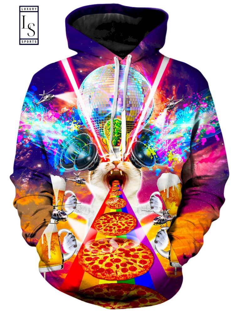 Crazy Cat All Over Print Hoodie 3D