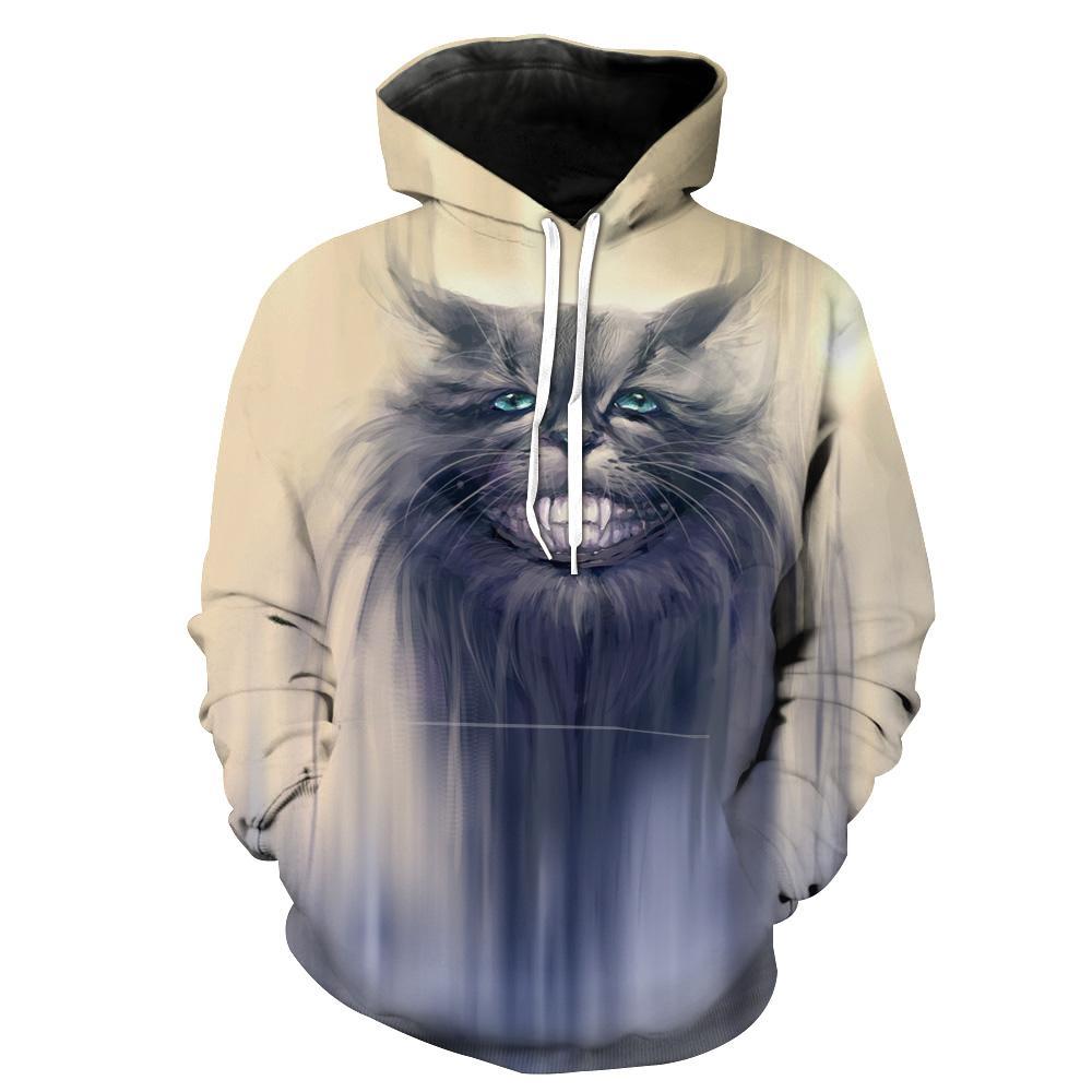 Creepy Grey Cat All Over Print 3D Hoodie
