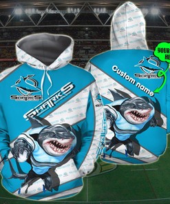 Cronulla Sutherland 3D Custom Name Hoodie - Personalized All Over Print Zip Up Hoodie Option
