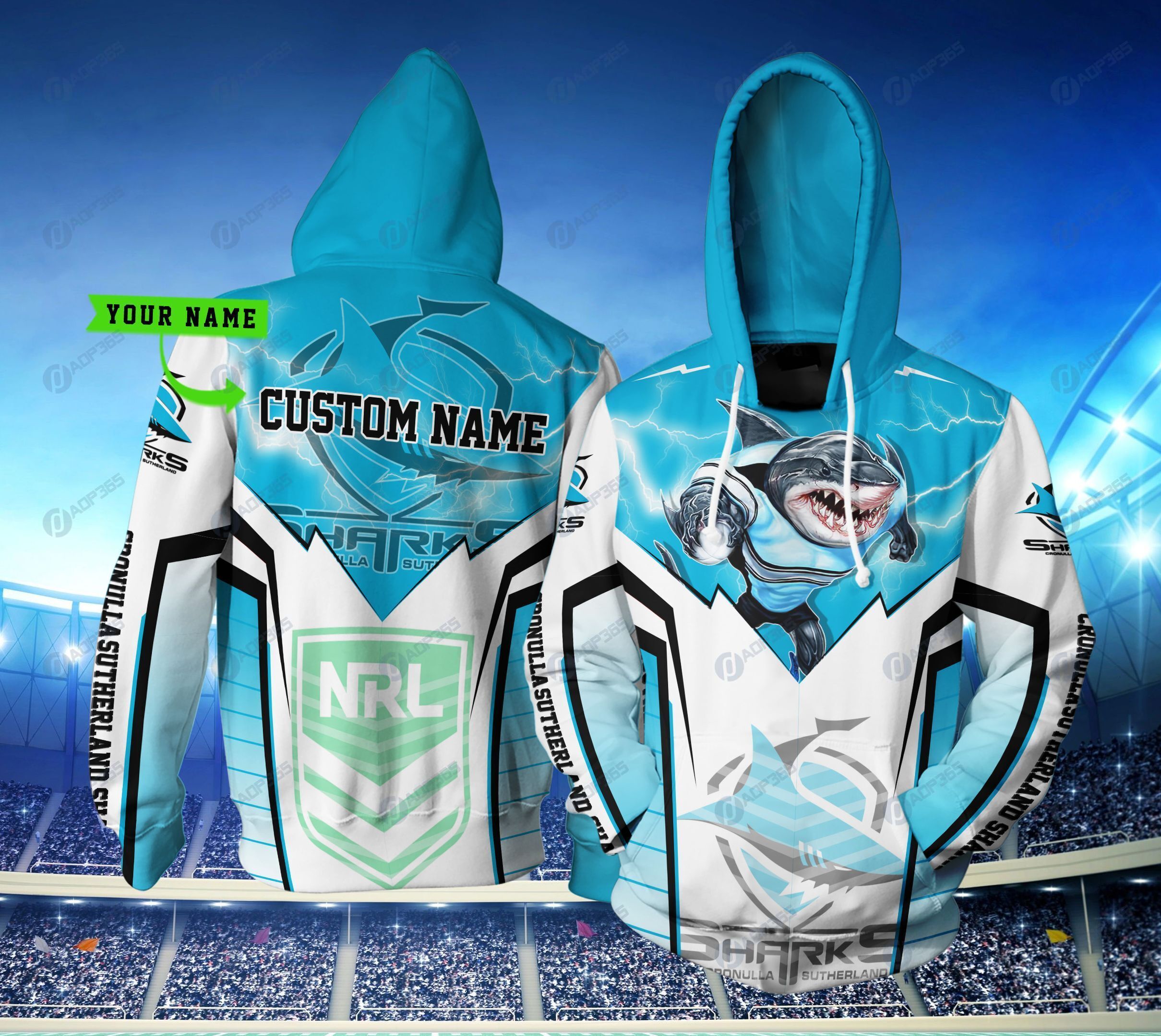 Cronulla Sutherland Lightning Custom 3D All Over Print Hoodie - Personalized Nrl Hoodie