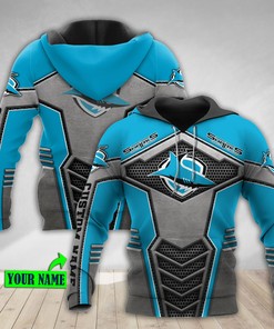 Cronulla Sutherland Metal 3D All Over Print Zip Up Hoodie - Personalized Custom Name Hoodie