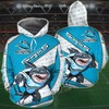Cronulla Sutherland Sharks Personalized 3D Mascot Zip Up All Over Print Hoodie 