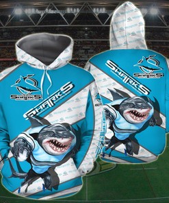 Cronulla Sutherland Sharks Personalized 3D Mascot Zip Up All Over Print Hoodie 