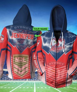Custom All Over Print 3D Sydney Roosters Hoodie - Show Your Team Pride! (Personalized Lightning New Nrl Design