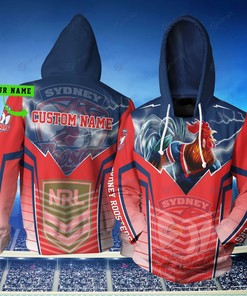 Custom All Over Print 3D Sydney Roosters Hoodie - Show Your Team Pride! (Personalized Nrl Design