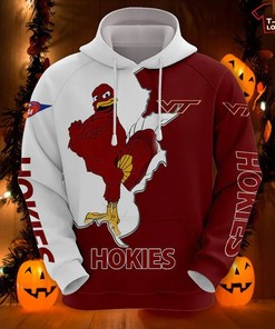 Custom All Over Print Ncaa Virginia Tech Hokies Maroon White Mascot 3D Hoodie - Gifts For Men