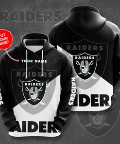 Custom All Over Print Oakland Raiders Nfl 3D Zip Up Hoodie With Personalized Name Option