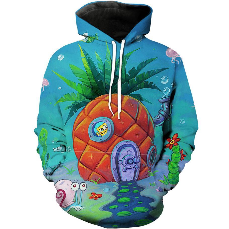 Custom All Over Print Spongebob Pineapple Cartoon Hoodie 3D