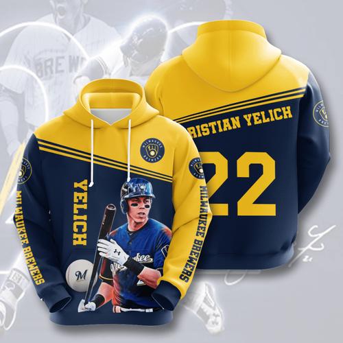 Custom All Over Print Sports Team Christian Yelich Milwaukee Brewers Hoodie 3D