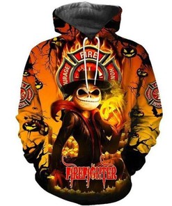 Custom All Over Print Sports Team Firefighter Jack Skellington Hoodie 3D