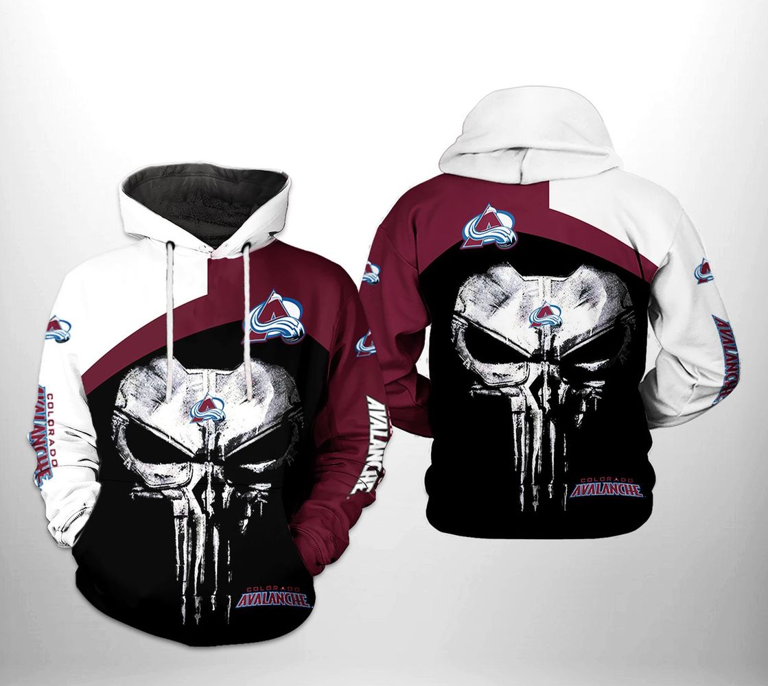 Custom Colorado Avalanche Skull Punisher 3D Hoodie Zip Hoodie - Perfect Gift For Fans