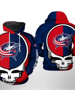 Custom Columbus Blue Jackets Grateful Dead 3D All Over Print Zip Up Hoodie - Perfect Gift Option For Fans
