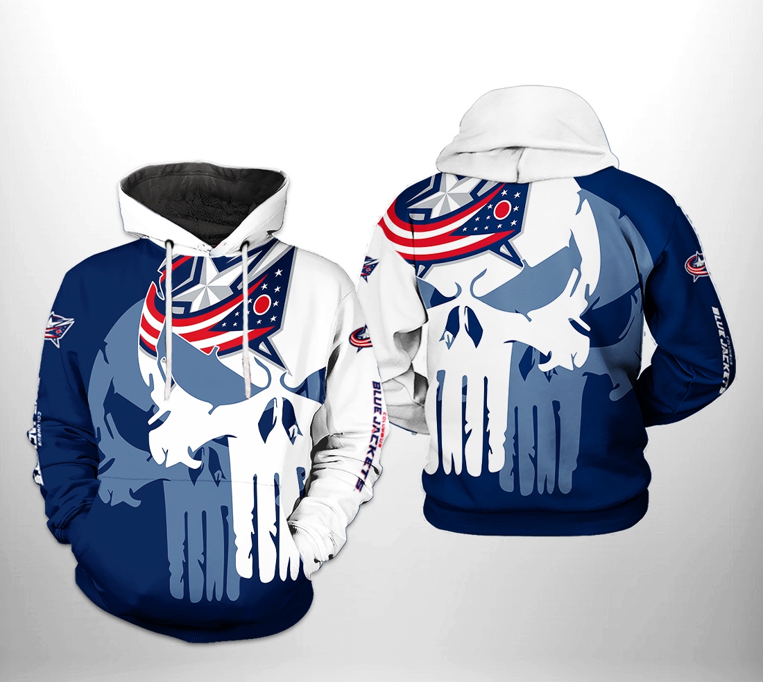 Custom Columbus Blue Jackets Team Skull 3D All Over Print Zip Up Hoodie - Perfect Gift Option For Fans