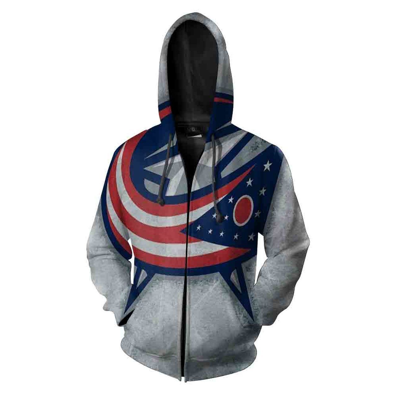 Custom Columbus Blue Nfl Football Big Logo 3D All Over Print Zip Up Hoodie - Perfect Gift Option For Fans