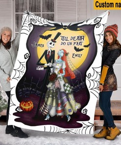 Custom Name Jack Skellington Halloween Blanket - Nightmare Before Christmas Fleece