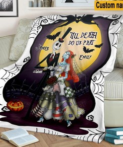 Custom Name Jack Skellington Halloween Blanket - Nightmare Before Christmas Fleece