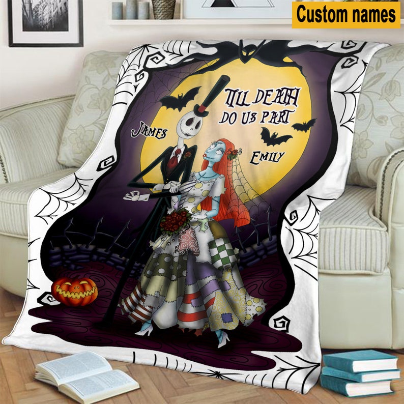 Custom Name Jack Skellington Halloween Blanket - Nightmare Before Christmas Fleece