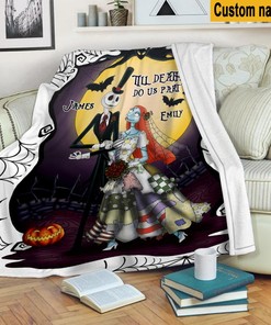 Custom Name Jack Skellington Halloween Blanket - Nightmare Before Christmas Fleece