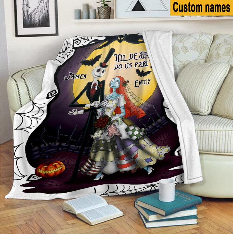 Custom Name Jack Skellington Halloween Blanket - Nightmare Before Christmas Fleece