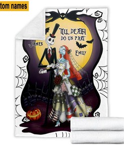 Custom Name Jack Skellington Halloween Blanket - Nightmare Before Christmas Fleece