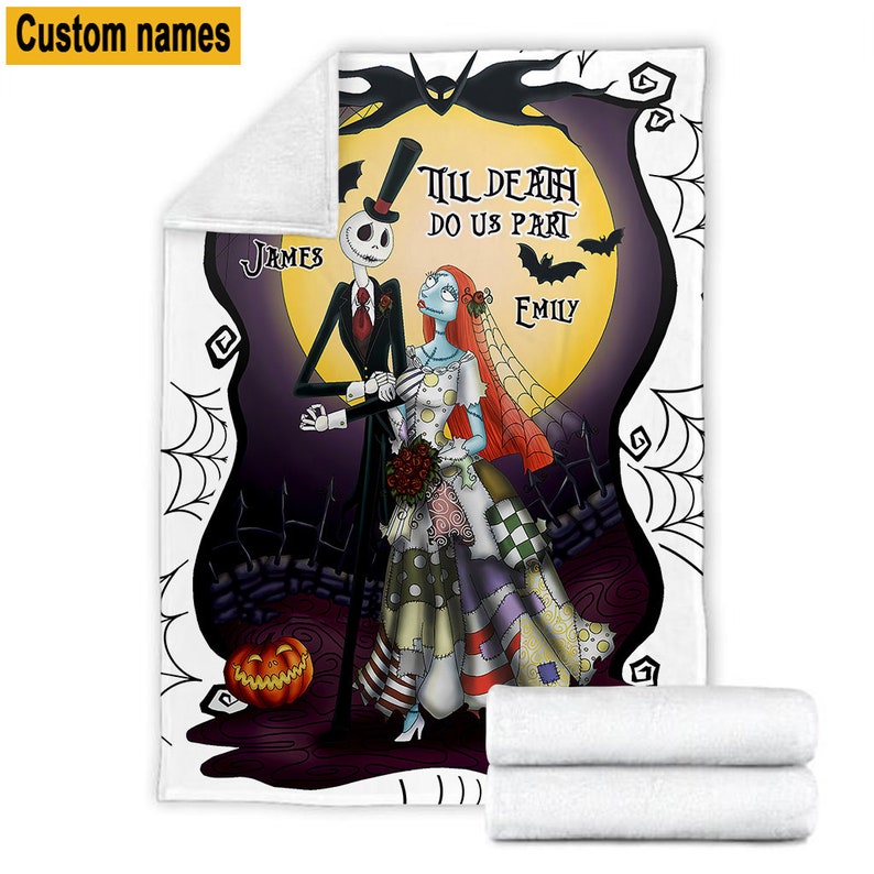Custom Name Jack Skellington Halloween Blanket - Nightmare Before Christmas Fleece