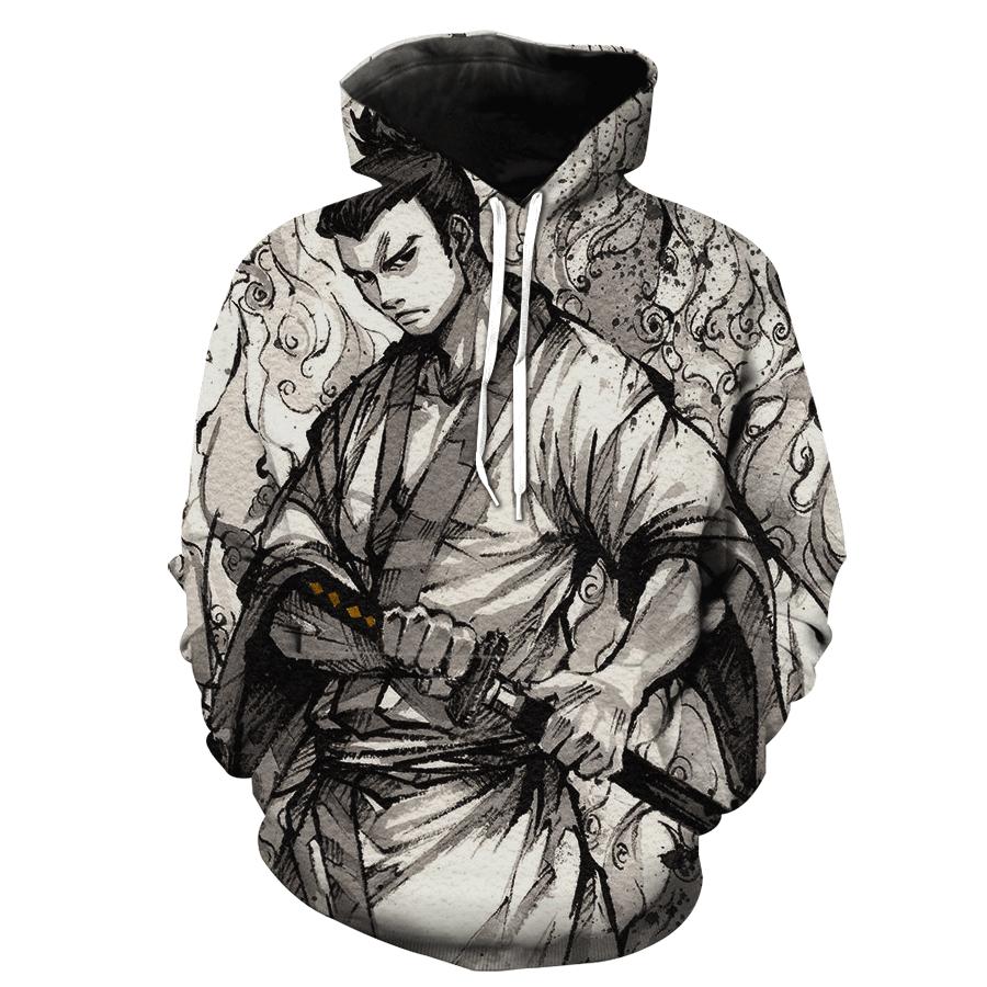 Cut Through The Darkness With The Samurai Jack Black And White 3D Hoodie