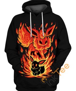 Cute Evee And Flareon Pokemon Hoodie 3D - Great For Pokemon Fans
