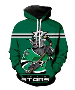Dallas Stars Cartoon Graphic 3D Zip Hoodie - Ultra-Cool Long Sleeve Gift For Fans