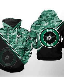Dallas Stars Nhl Camo Veteran 3D All Over Print Zip Up Hoodie Option - Team Hoodie