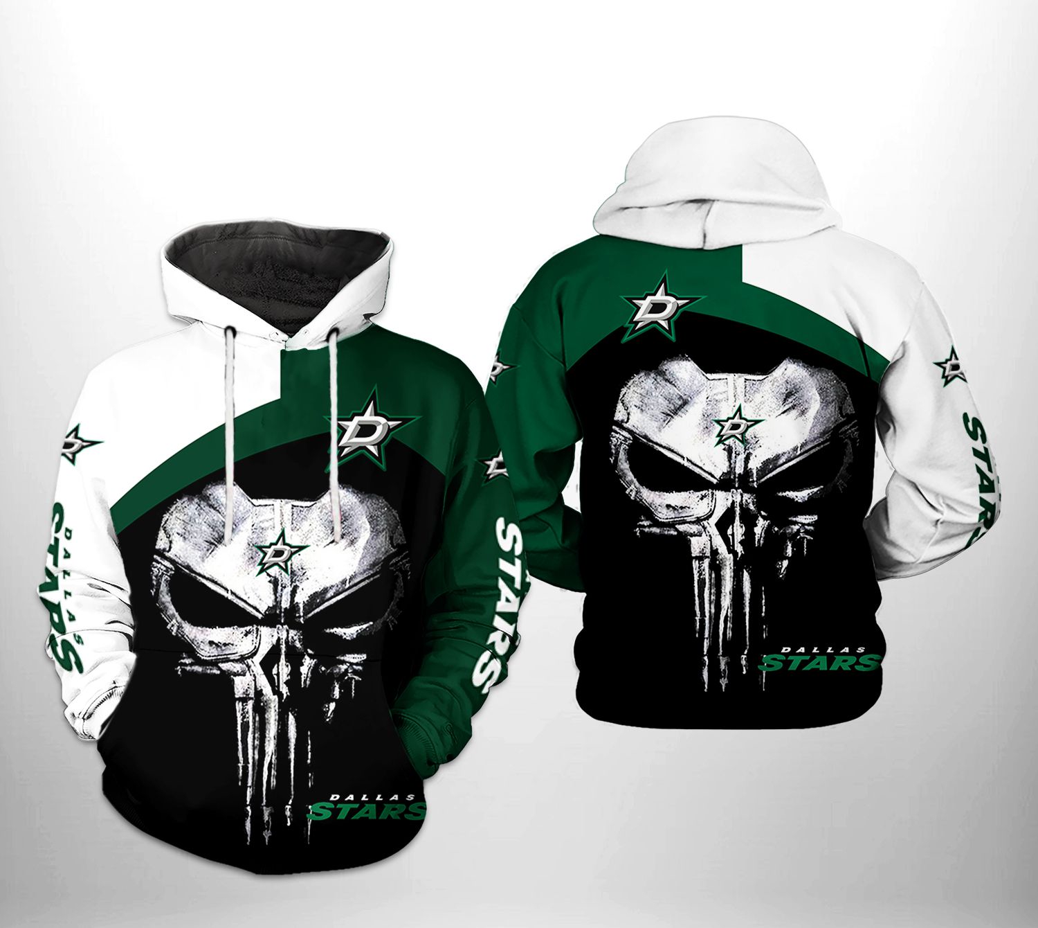 Dallas Stars Nhl Team 3D All Over Print Zip Up Hoodie Option - Skull Hoodie